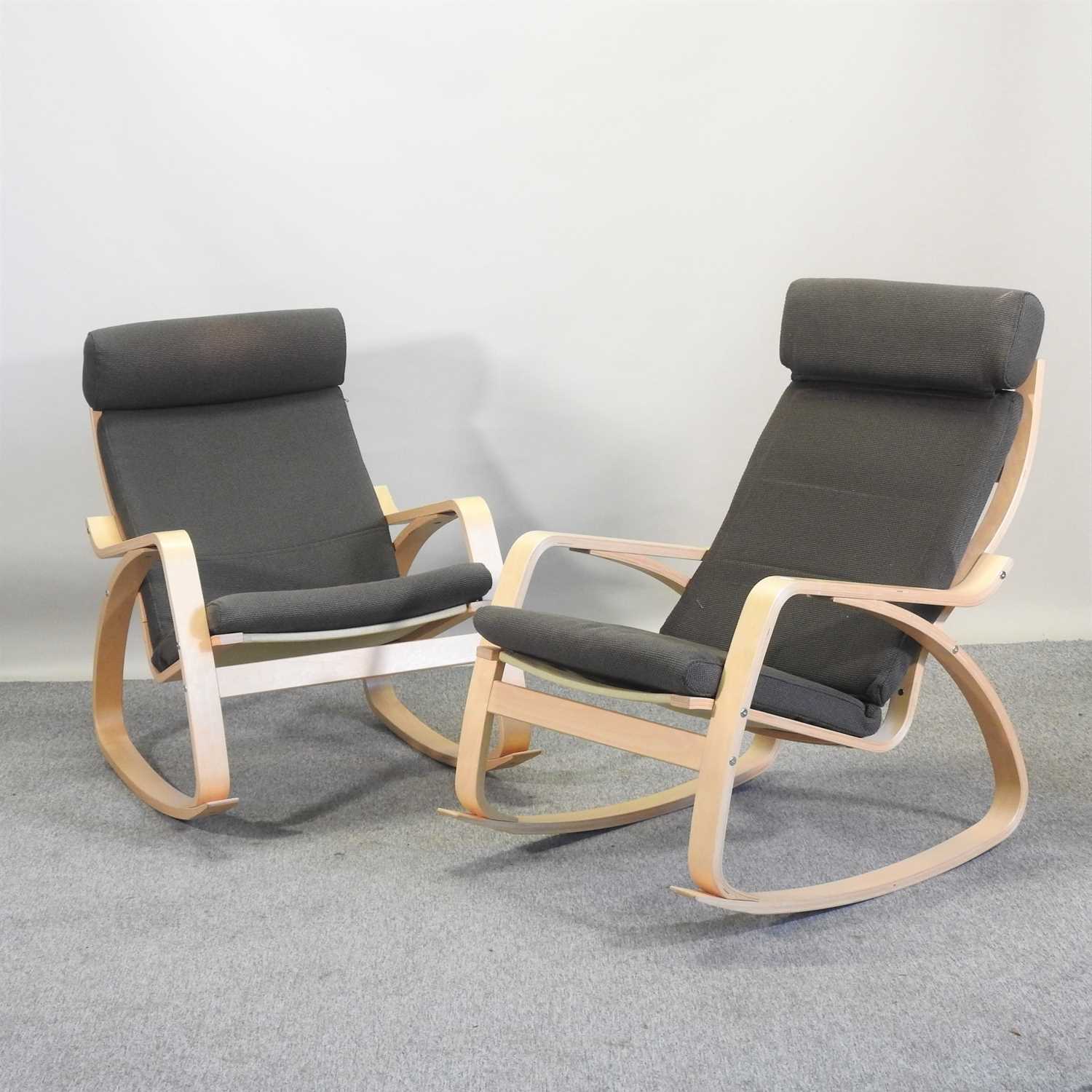 Ikea Rocking Stool Lot 499 - A pair of Ikea bentwood rocking chairs, with