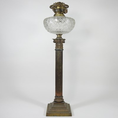 Lot 60 - A brass Corinthian column oil lamp base