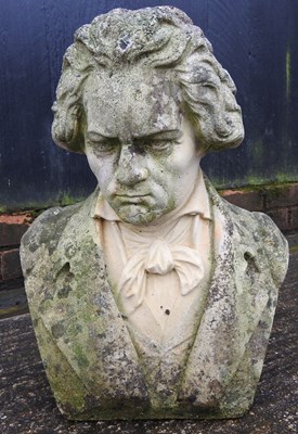 Lot 8 - A reconstituted stone bust of Beethoven