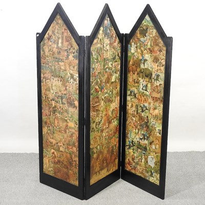 Lot 558 - A three panel screen