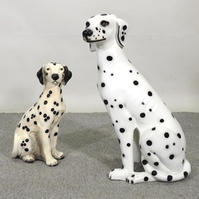 Lot 553 - A pottery model of a Dalmatian dog