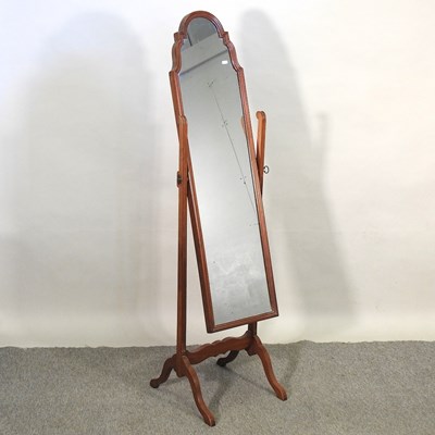 Lot 523 - A reproduction mahogany cheval mirror