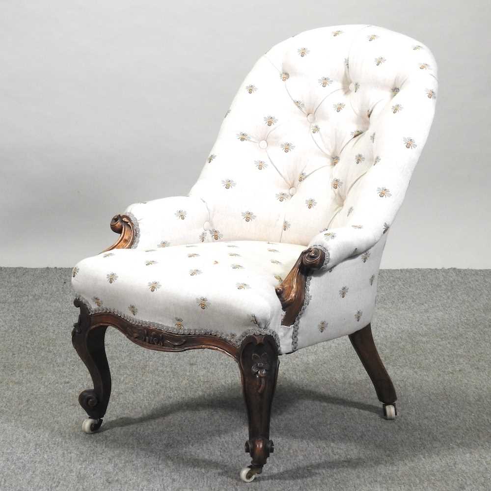 Lot 466 - A Victorian button back armchair