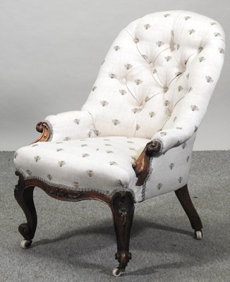 Lot 466 - A Victorian button back armchair