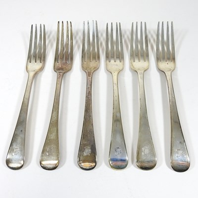 Lot 260 - A set of six silver table forks