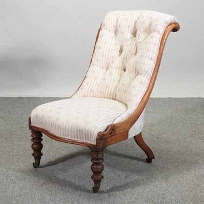 Lot 470 - A Victorian walnut salon chair