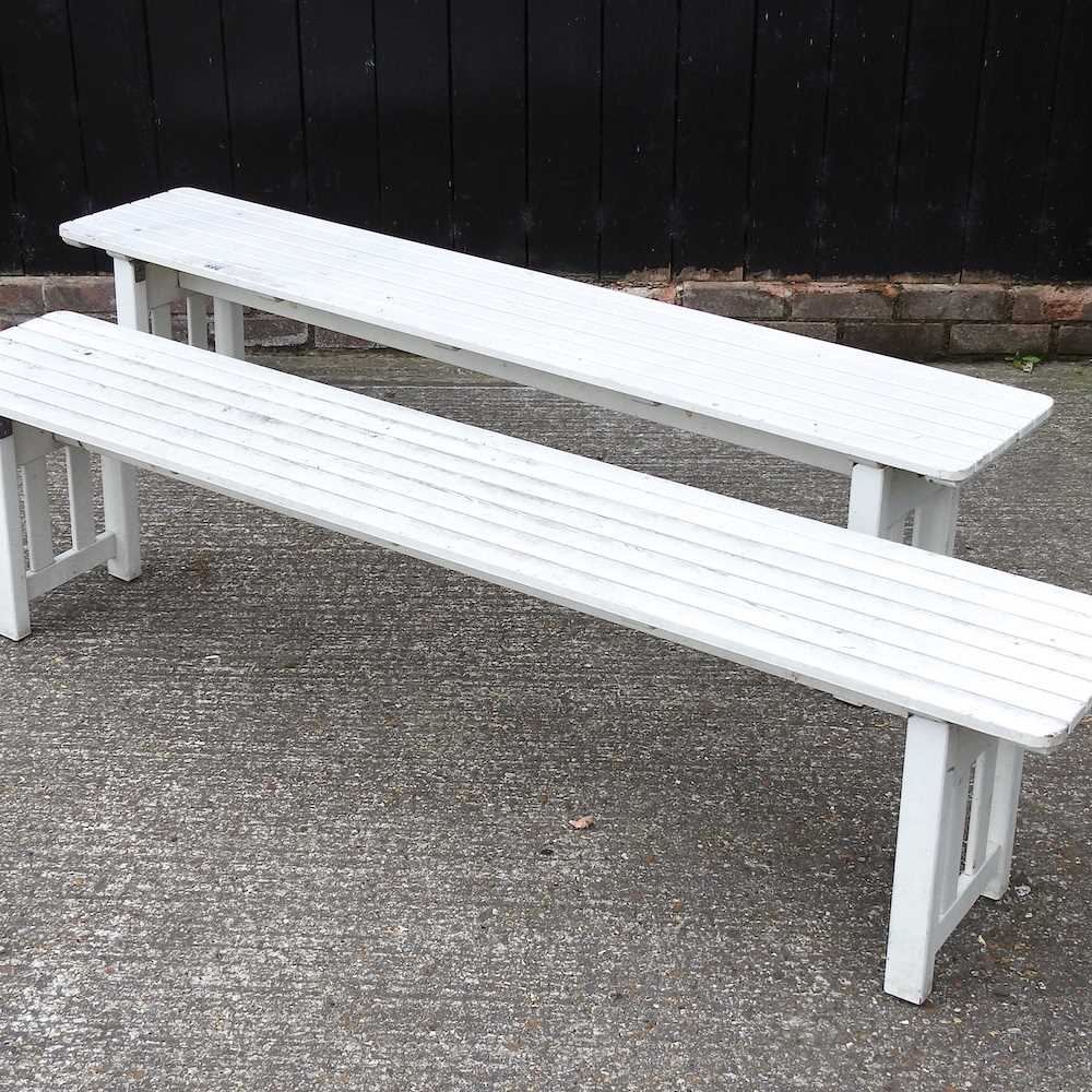 Lot 309 - A pair of painted benches