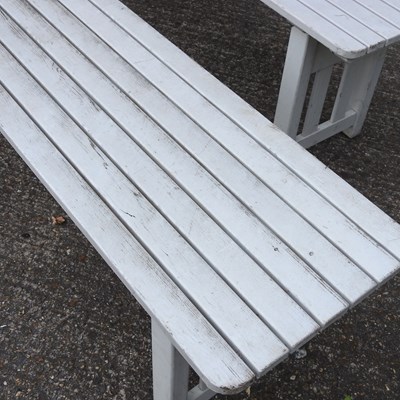 Lot 309 - A pair of painted benches