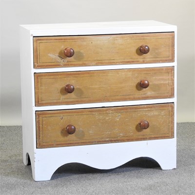 Lot 53 - A painted and pine chest of drawers