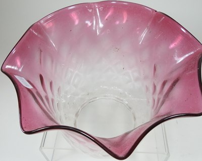 Lot 125 - A pink glass oil lamp shade