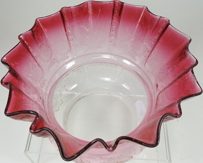 Lot 248 - A pink glass oil lamp shade