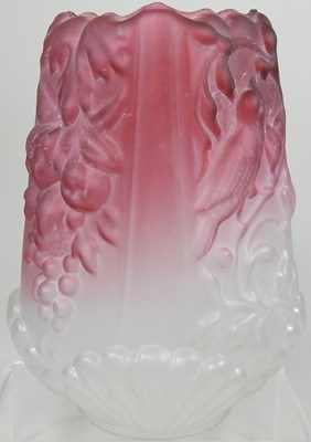 Lot 13 - A large pink glass oil lamp shade