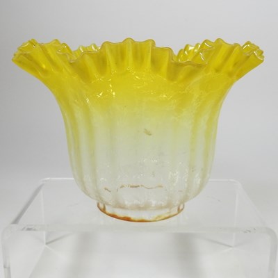 Lot 46 - A small yellow glass oil lamp shade