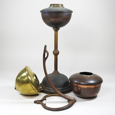 Lot 235 - A collection of Benson style oil lamp parts