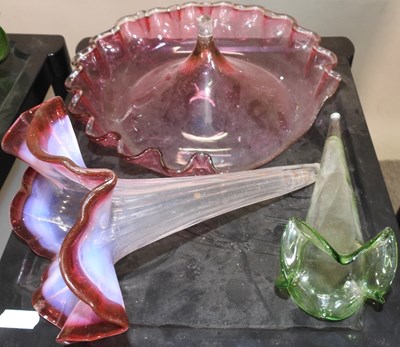 Lot 133 - A collection of glass epergne parts