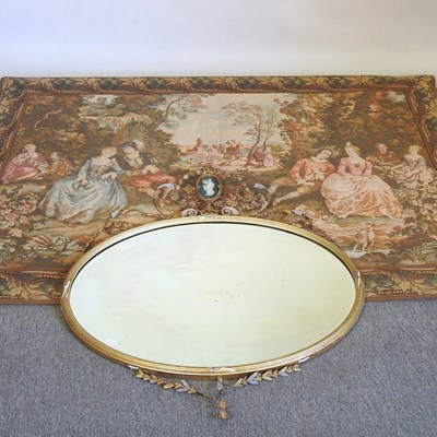 Lot 514 - A gilt framed wall mirror and tapestry