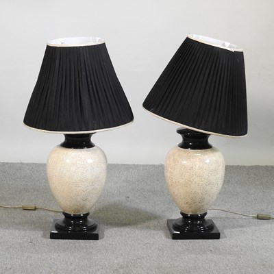 Lot 241 - A pair of pottery table lamps