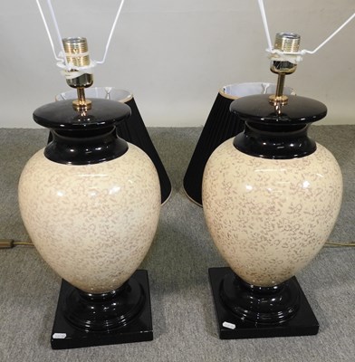 Lot 241 - A pair of pottery table lamps