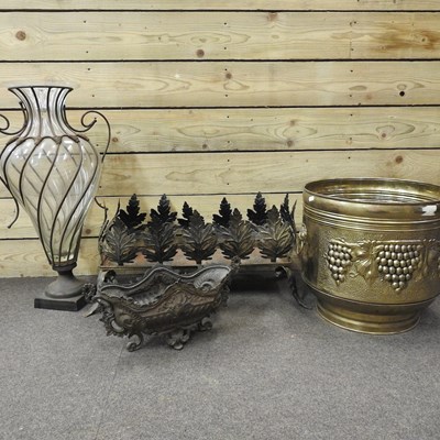 Lot 469 - A large vase and metal planters