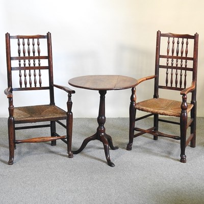 Lot 403 - A pair of chairs and a table