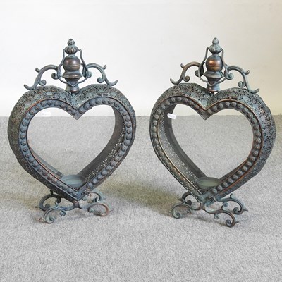 Lot 615 - A pair of heart shaped lanterns