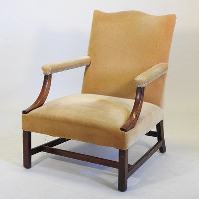 Lot 54 - A George III mahogany Gainsborough style armchair