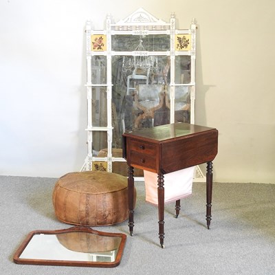 Lot 335 - A table, two mirrors and stool