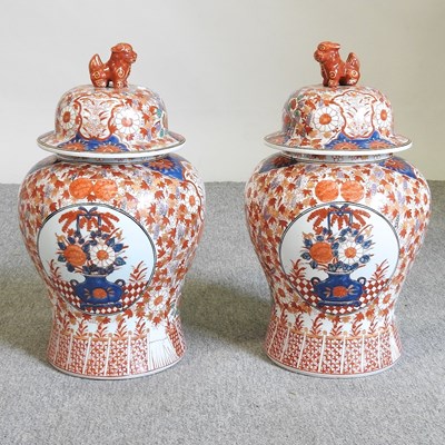 Lot 458 - A pair of Japanese Imari jars