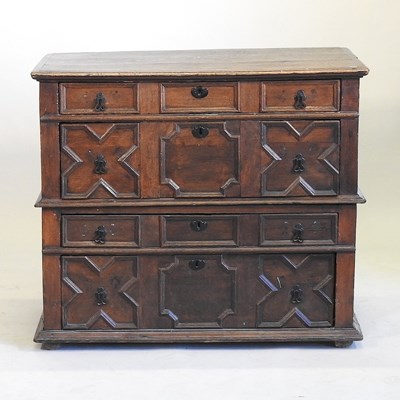 Lot 296 - A Charles II oak chest