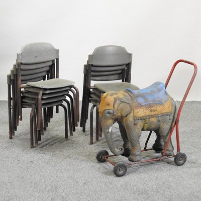 Lot 109 - A mid 20th century Triang painted metal toy push along elephant