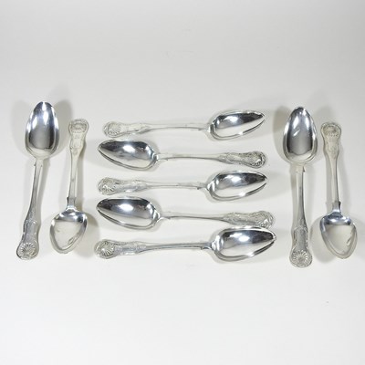 Lot 205 - A set of nine Victorian silver table spoons