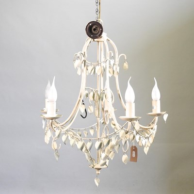 Lot 327 - A white painted metal chandelier