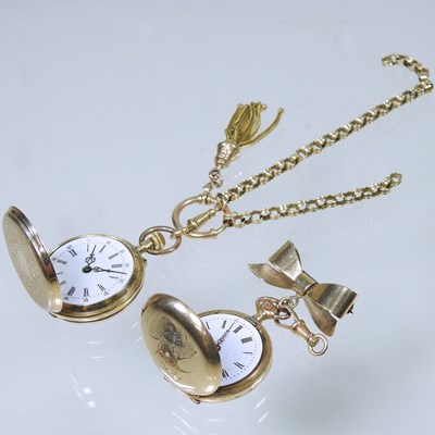 Lot 33 - Two 14 carat gold fob watches