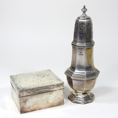 Lot 288 - A Edwardian silver sugar caster and box