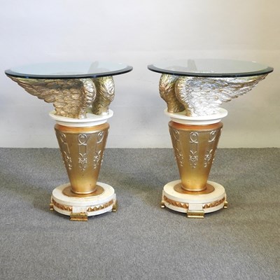 Lot 410 - A pair of gilt painted side tables