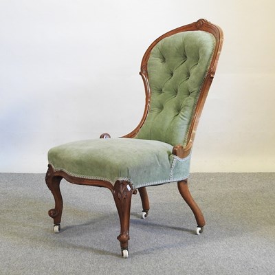 Lot 603 - A Victorian button back chair