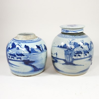 Lot 216 - A blue and white ginger jar