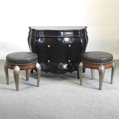 Lot 479 - A pair of silver painted stools