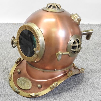 Lot 510 - An antique style brass and copper diver's helmet