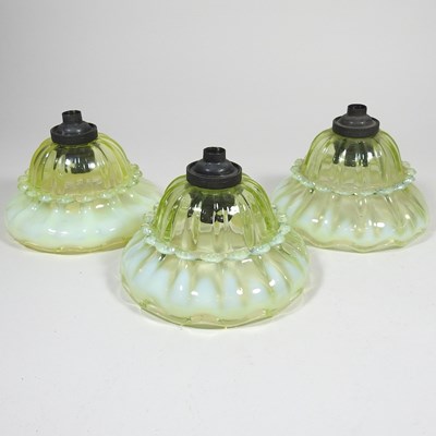 Lot 4 - Three vaseline glass shades