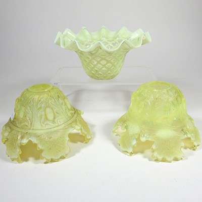 Lot 54 - Three vaseline glass shades