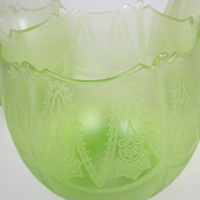 Lot 53 - Three green glass lamp shades