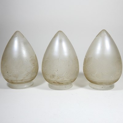 Lot 97 - Three etched glass light shades