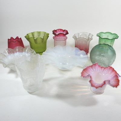 Lot 159 - A collection of ten glass shades