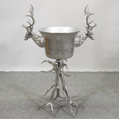 Lot 378 - A large metal stag wine cooler