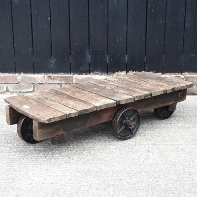 Lot 316 - A rustic wooden trolley