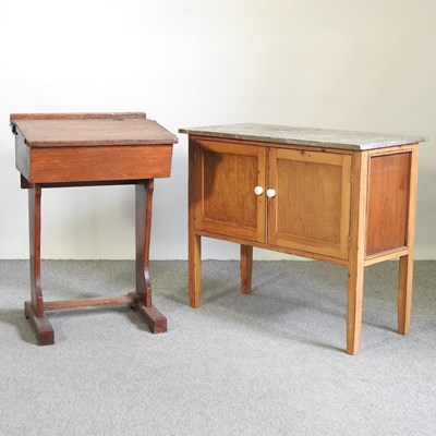 Lot 495 - A cabinet and school desk