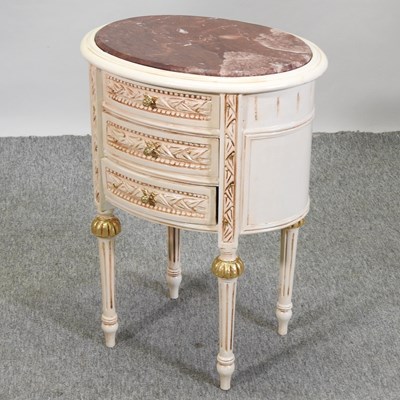 Lot 478 - A modern French style cream painted bedside cabinet