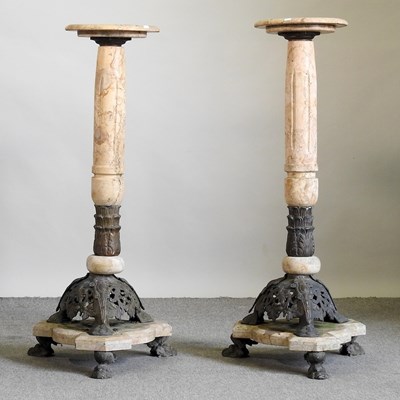 Lot 220 - A pair of marble torcheres