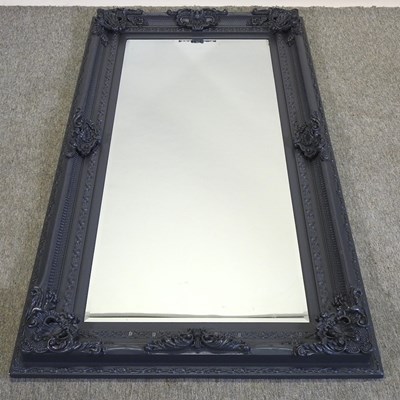 Lot 384 - A large grey painted framed wall mirror